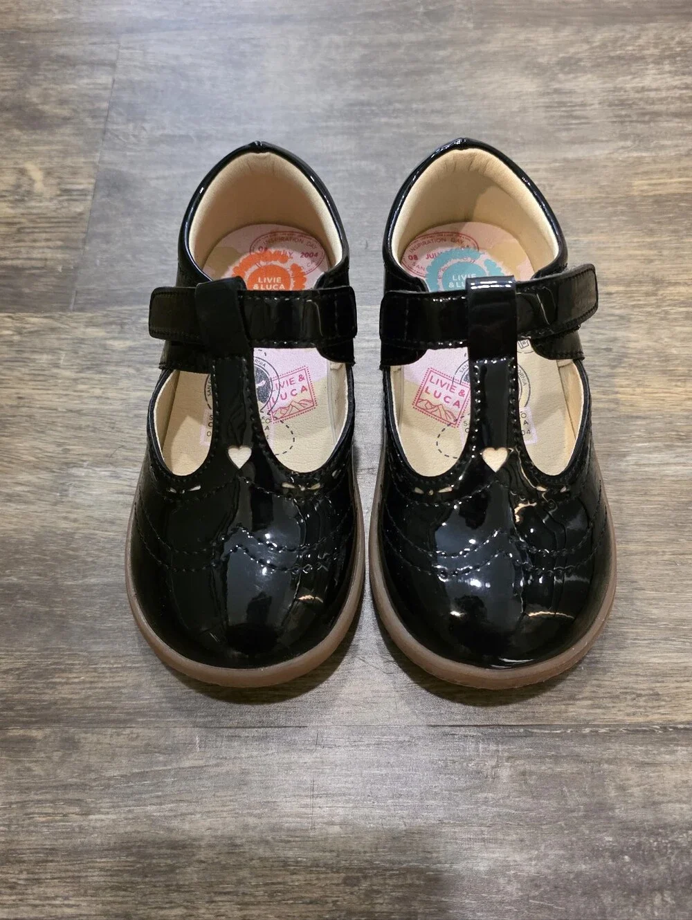 Girls Black Patent T-Strap Mary Jane Shoes Livie & Luca 8 Toddler